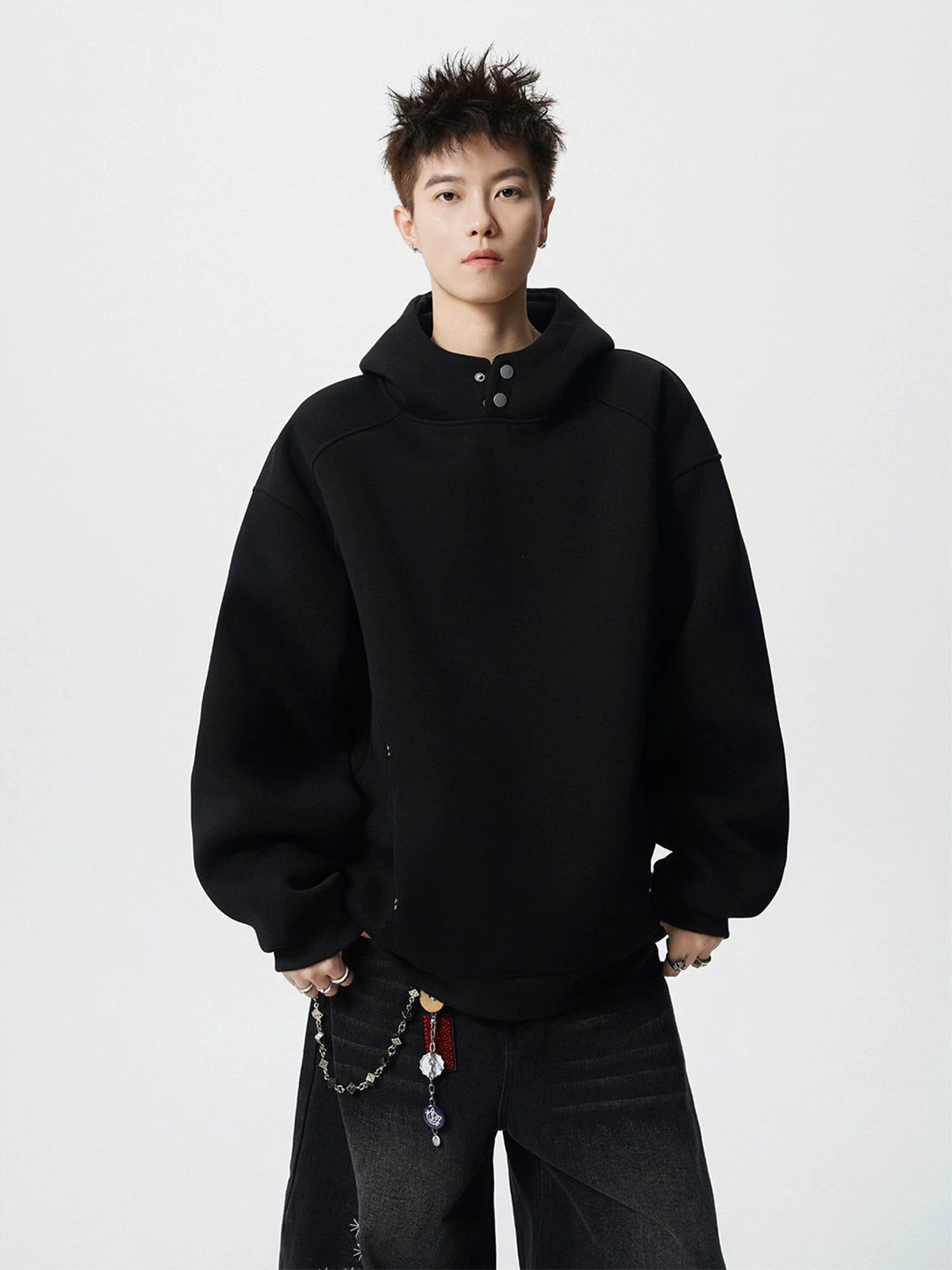 Cloudshell Snap‑Neck Fleece Hoodie