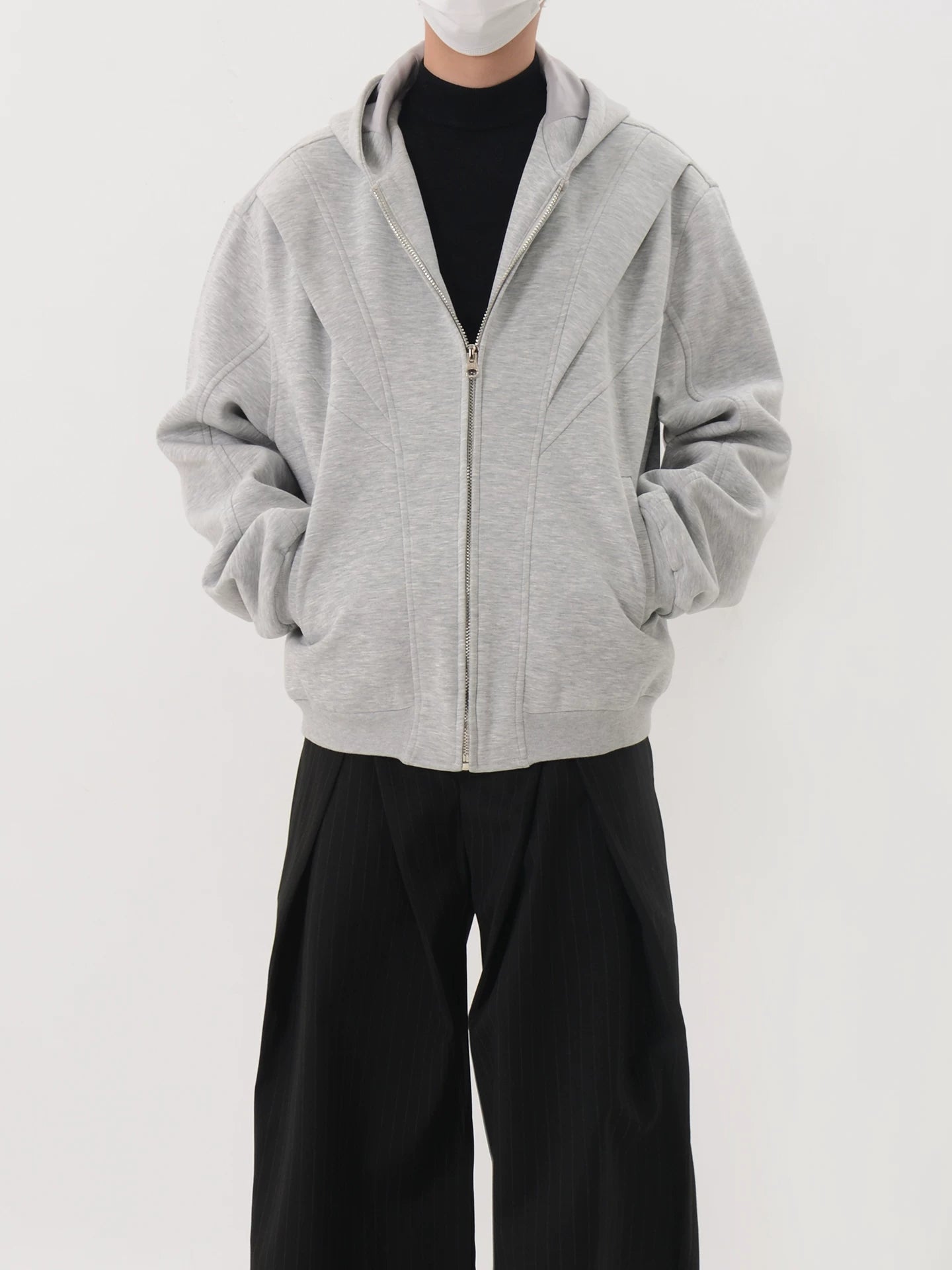 Seamed Zip-Up Hooded Jacket
