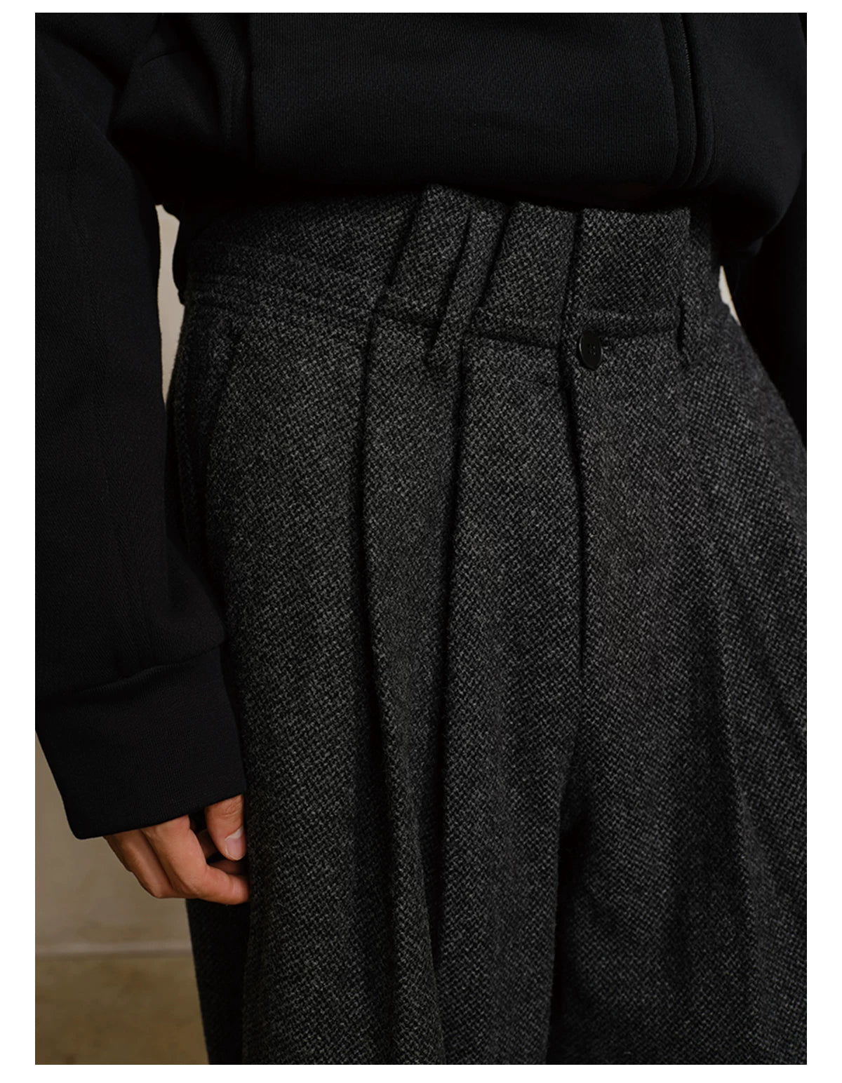 Wool Tweed High-Waist Wide-Leg Trousers
