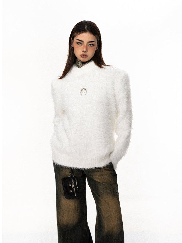 Fuzzy Mock Neck Sweater