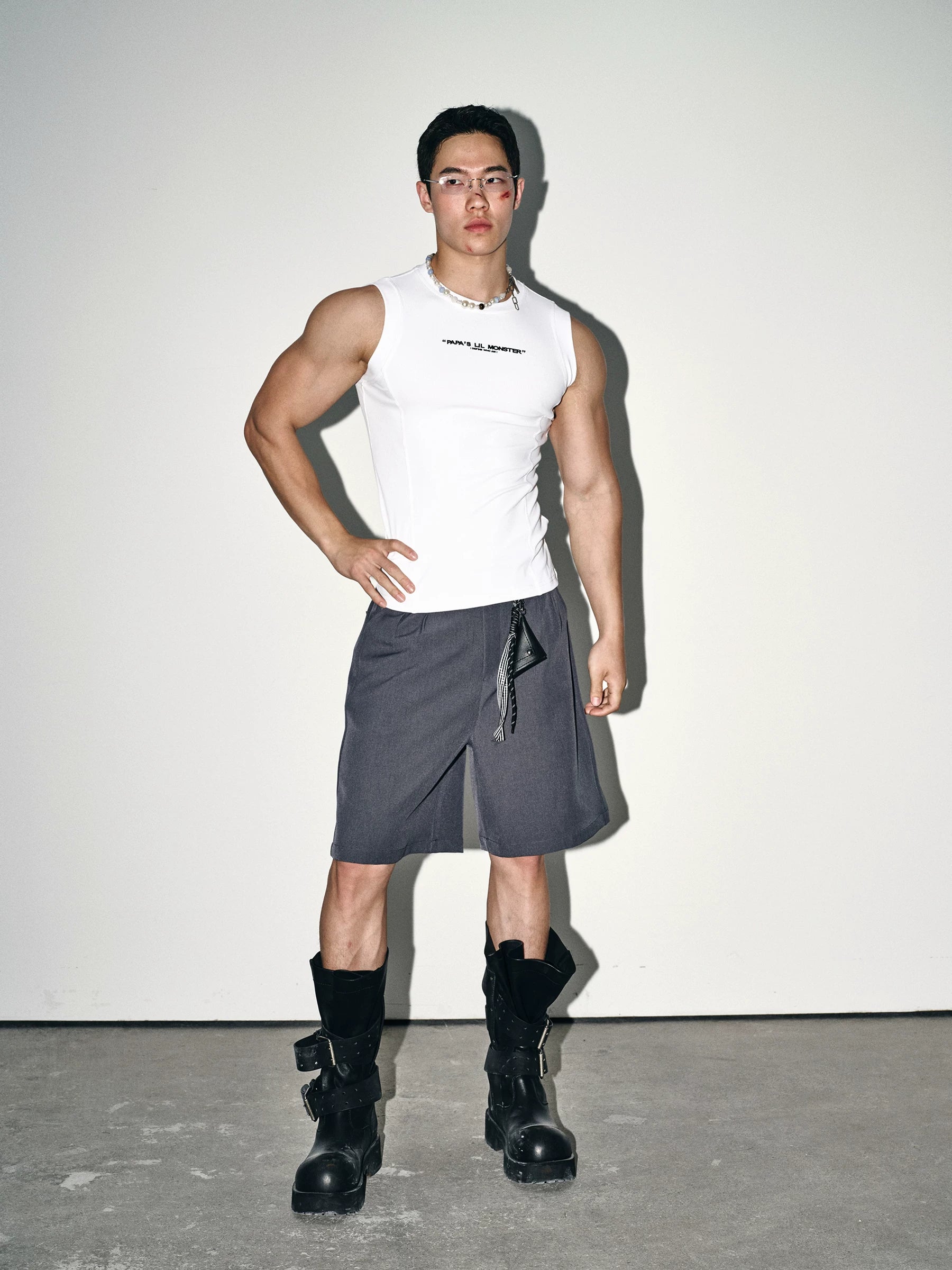 Charcoal Utility Wrap Kilt Shorts