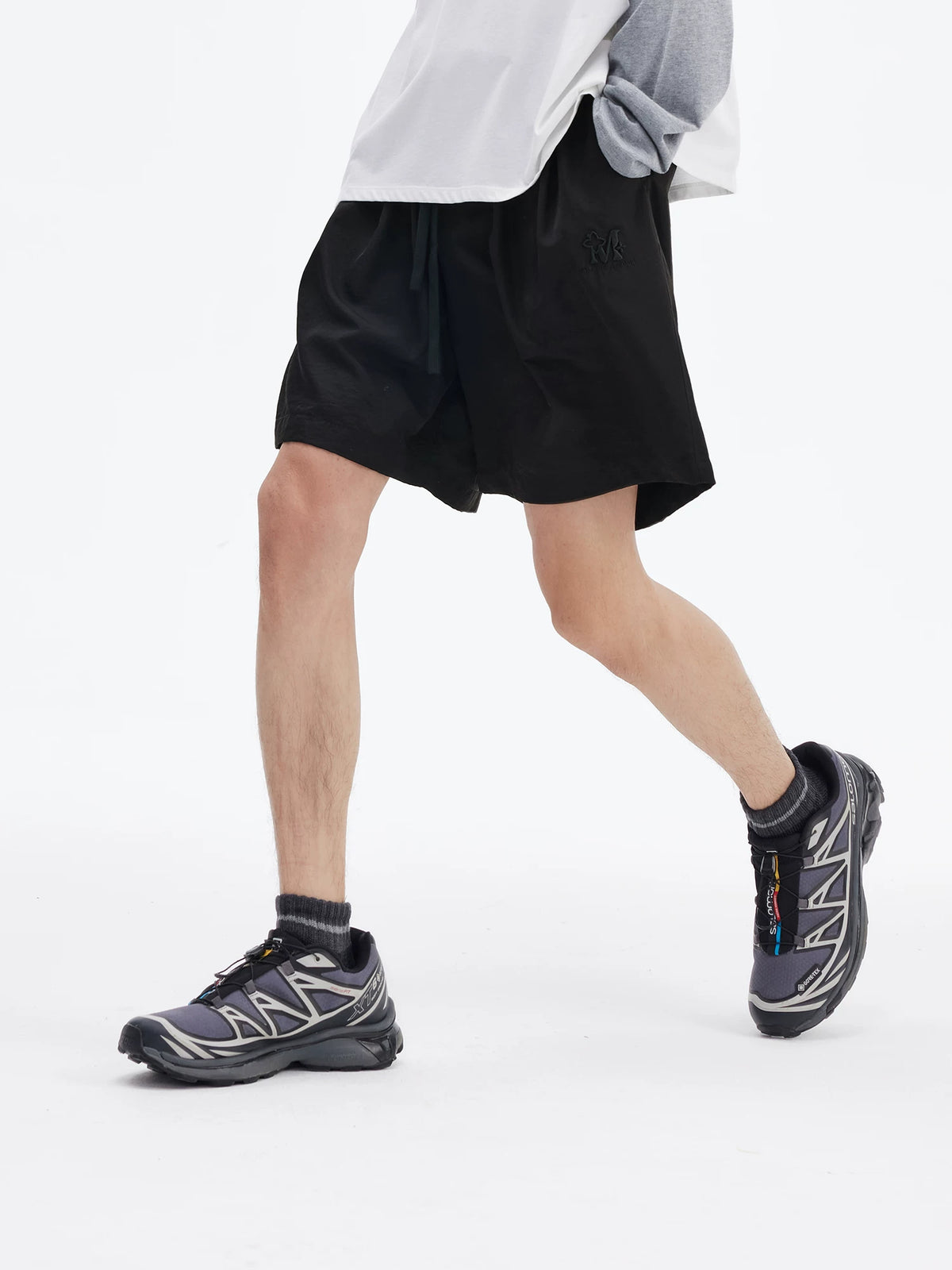Embroidered Drawstring Bermuda Shorts