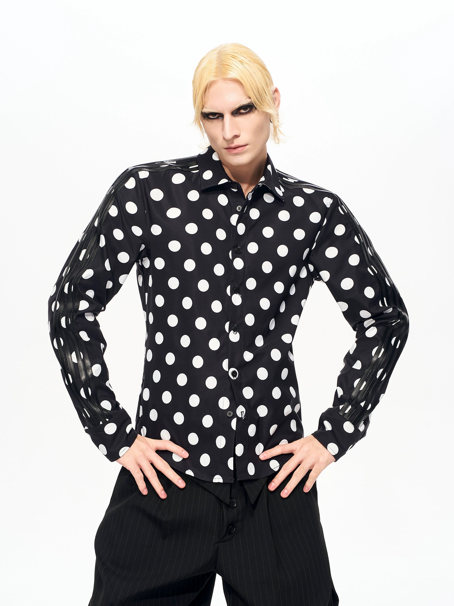 Polka Dot Track Stripe Shirt