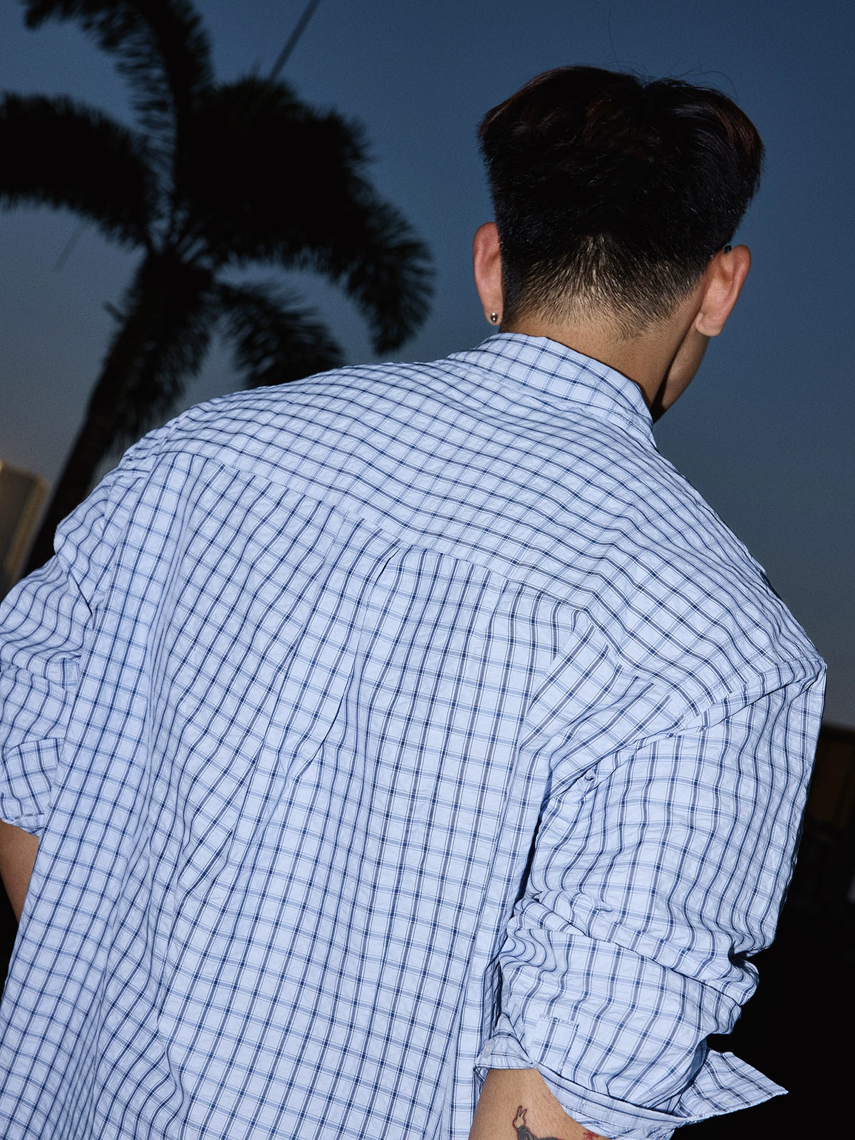 Midnight Grid Relaxed Button-Up Shirt