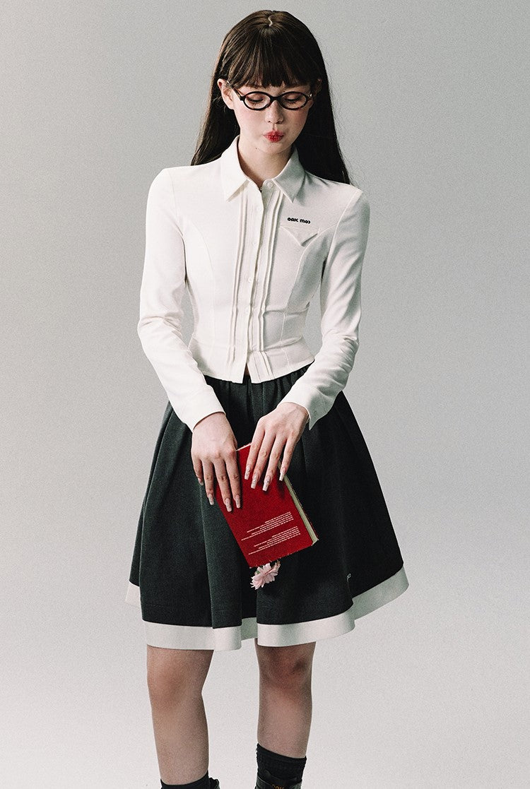 Contrast Trim School Skirt