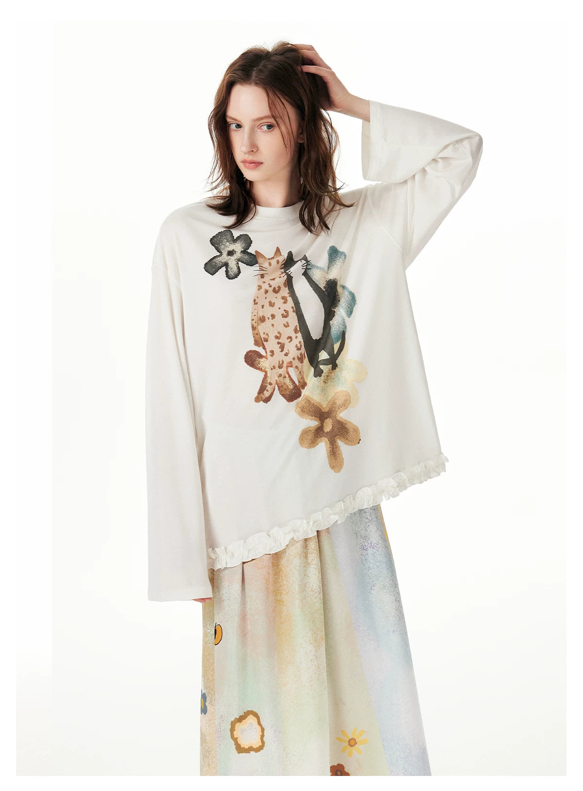 Springtime Pals Painterly Kitty Tunic