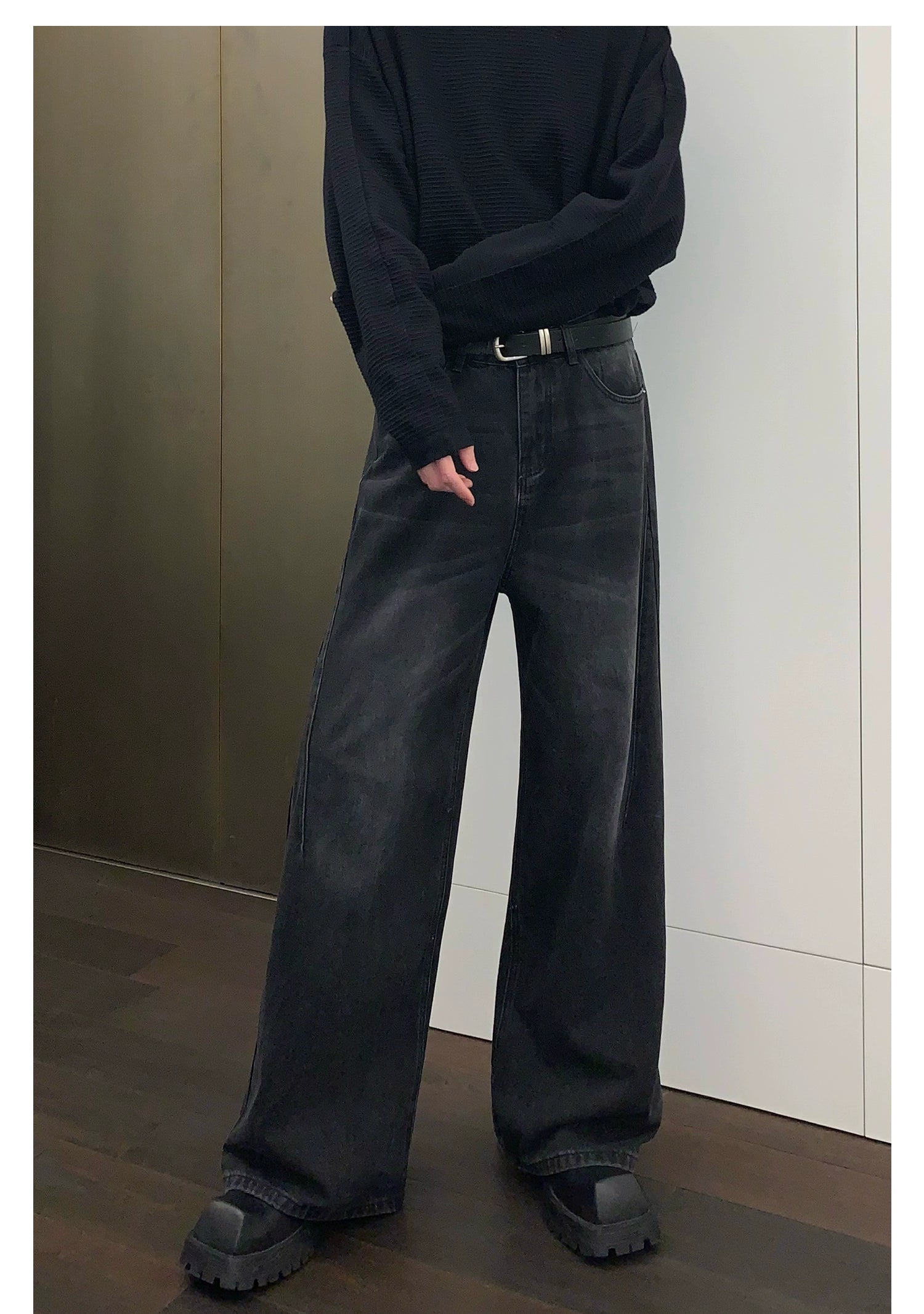 Wide-Leg Dark Wash Jeans