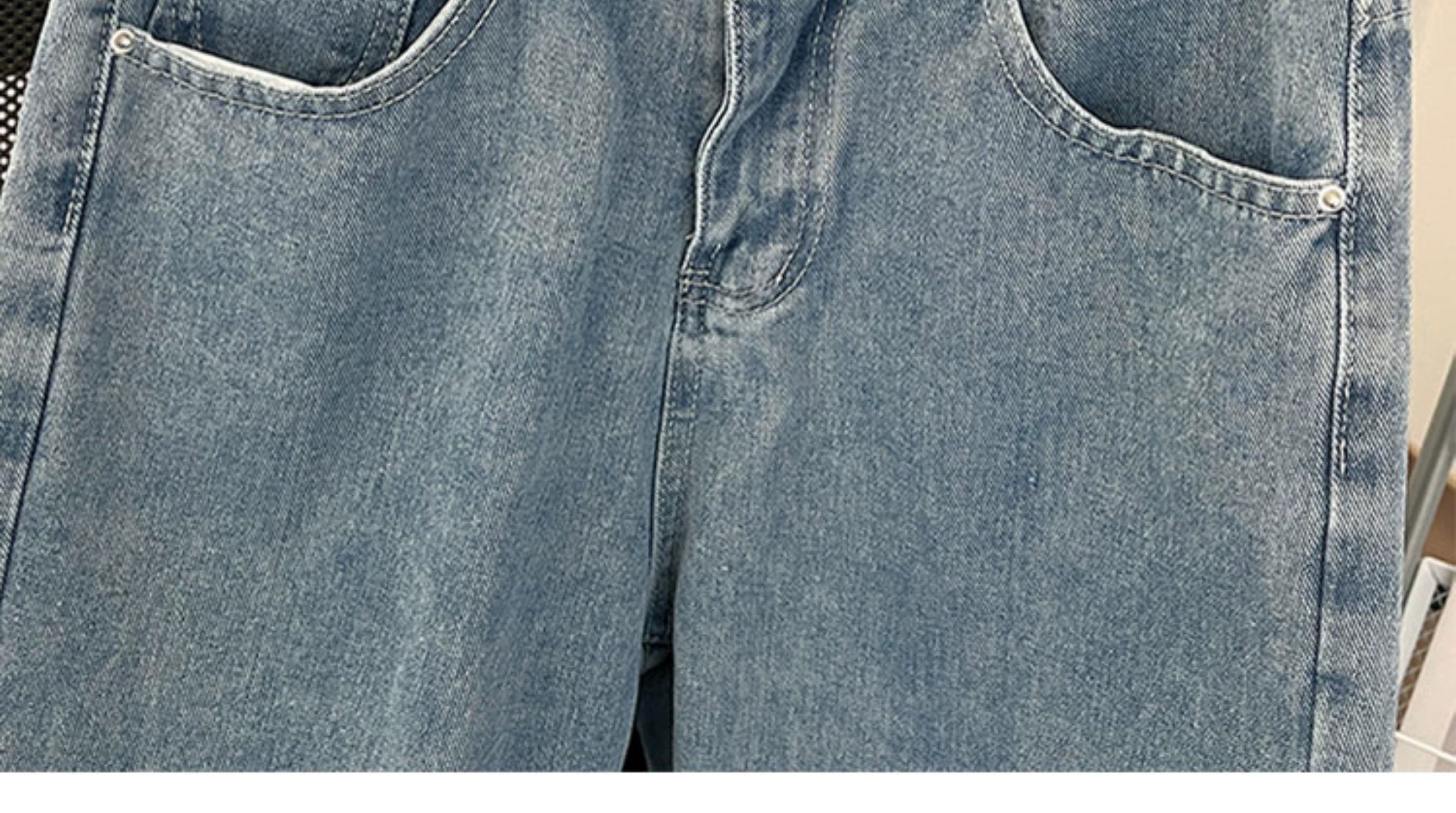Washed Straight Leg Denim Jeans