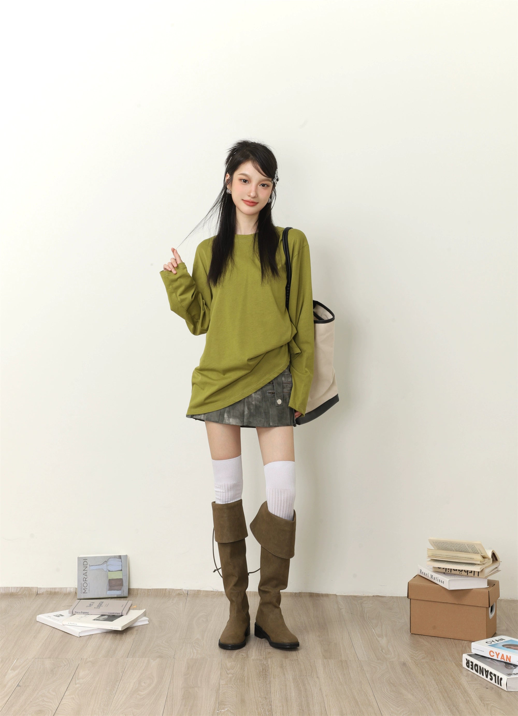 Solid Color Loose Long Sleeve T-shirt