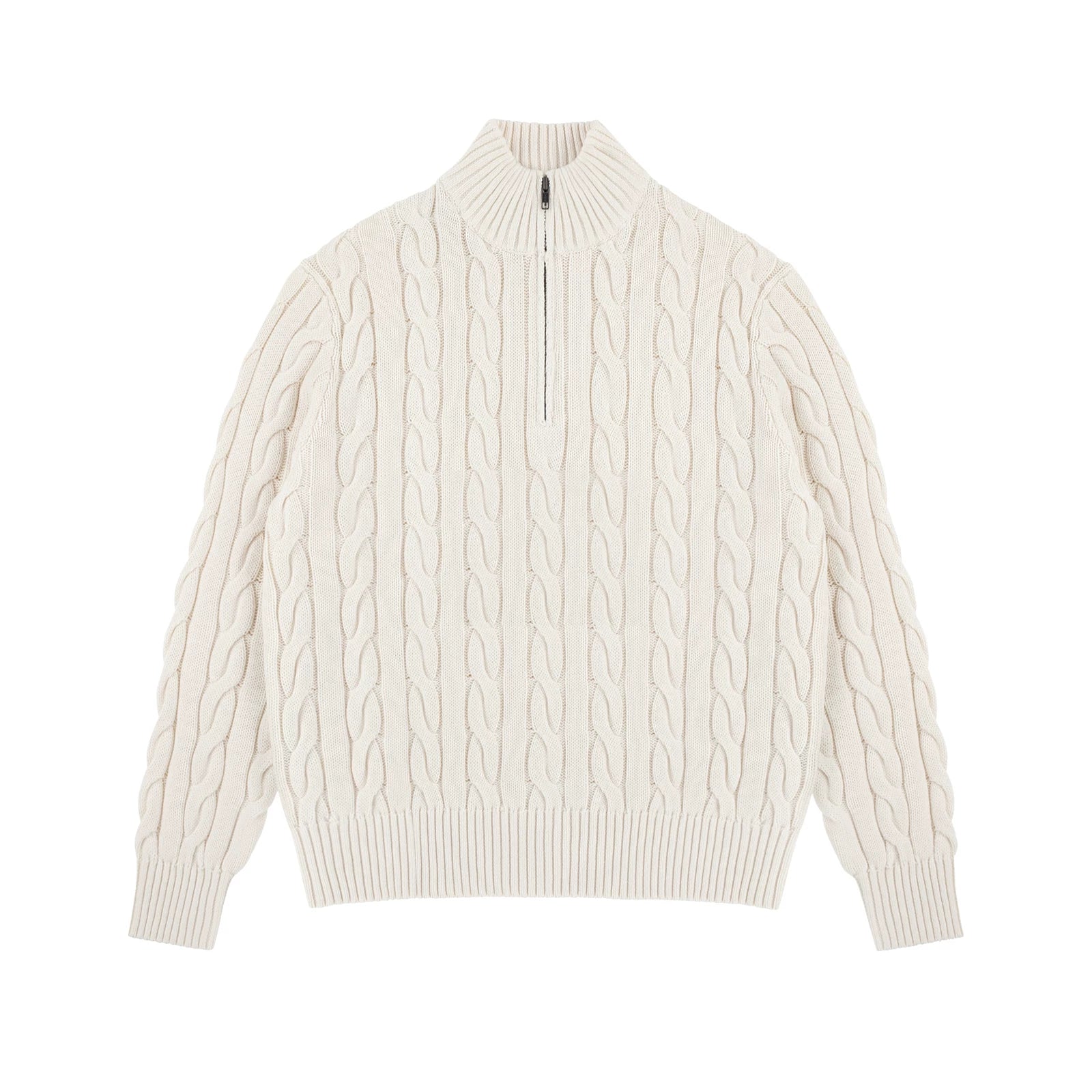 Cable Crest Half-Zip Aran Sweater
