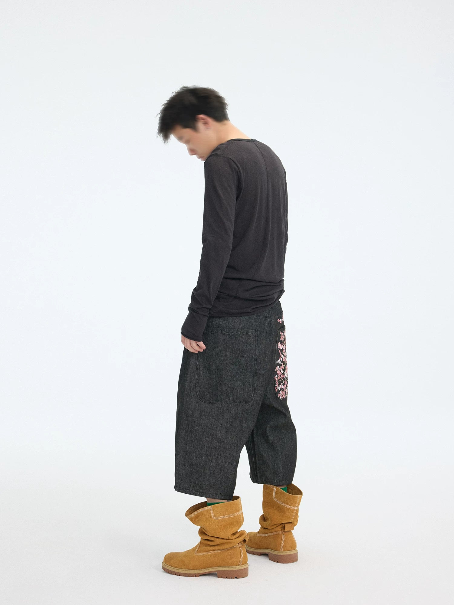 Hanami Bloom Embroidered Denim Shorts