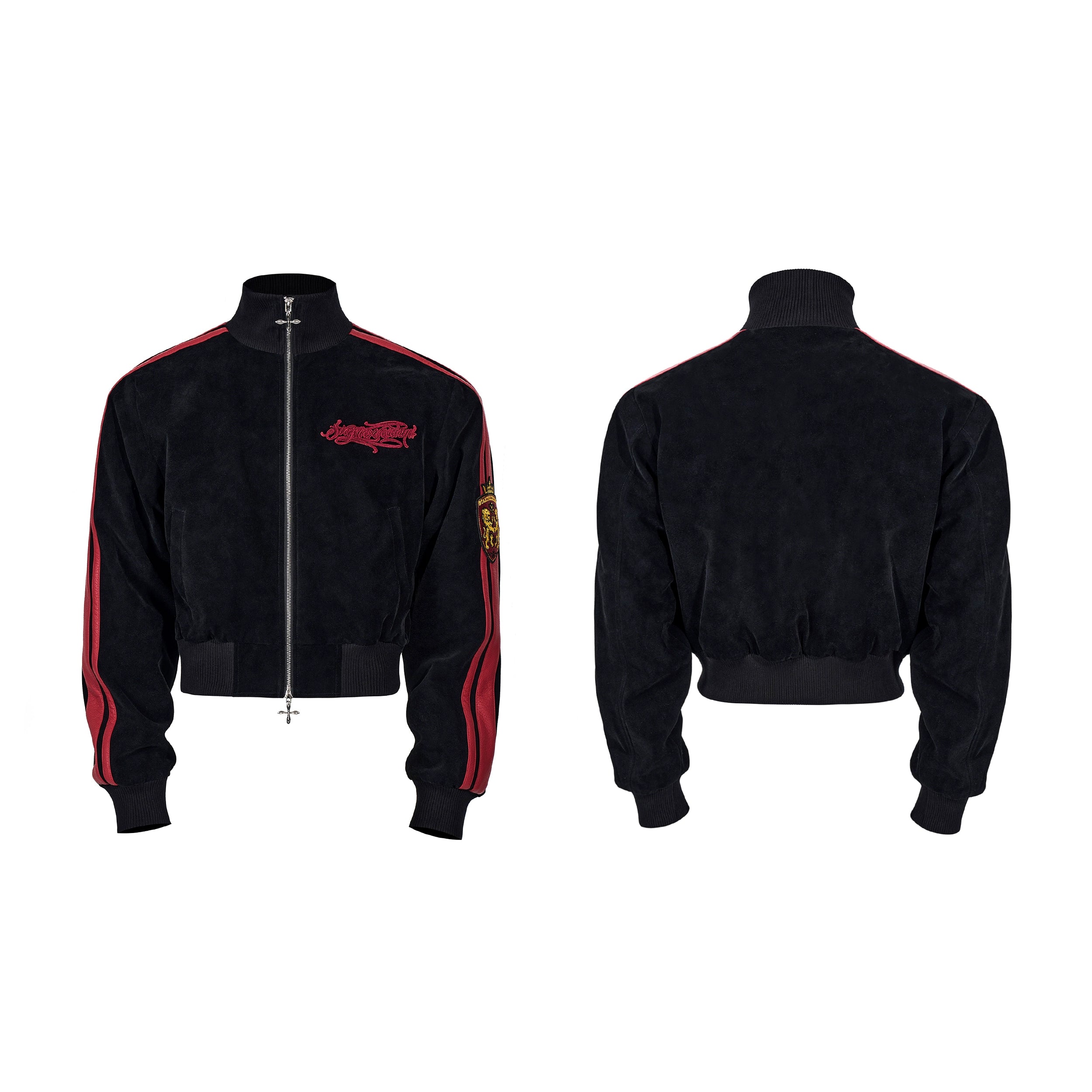 Crimson Crest Varsity Suede Jacket
