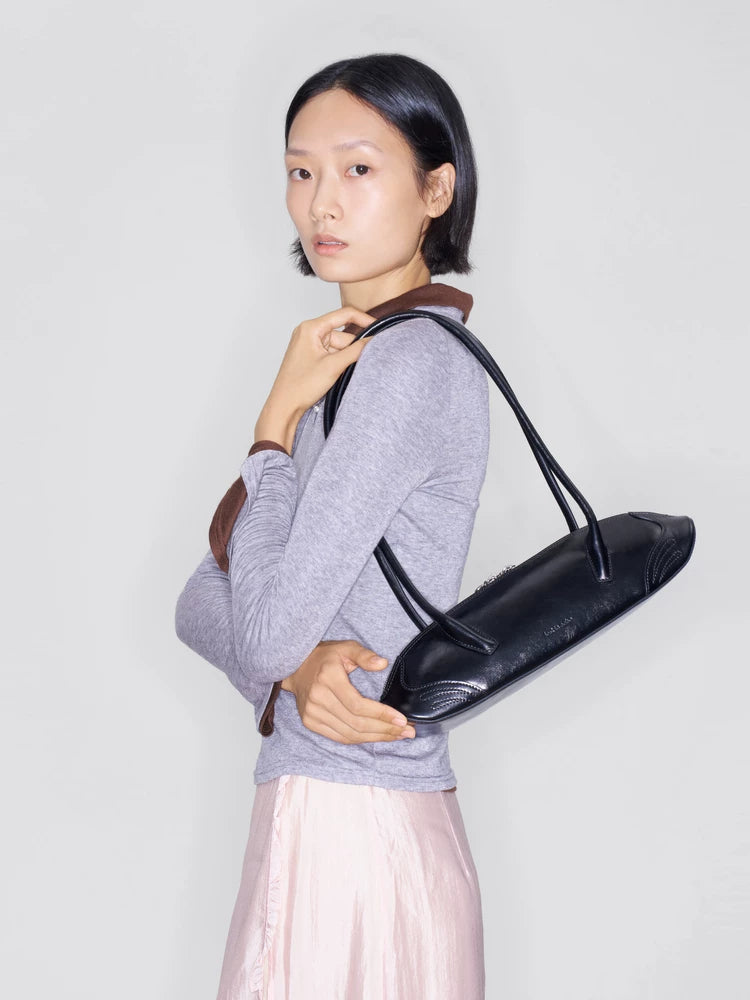 Sculpted Leather East-West Shoulder Bag - view 1