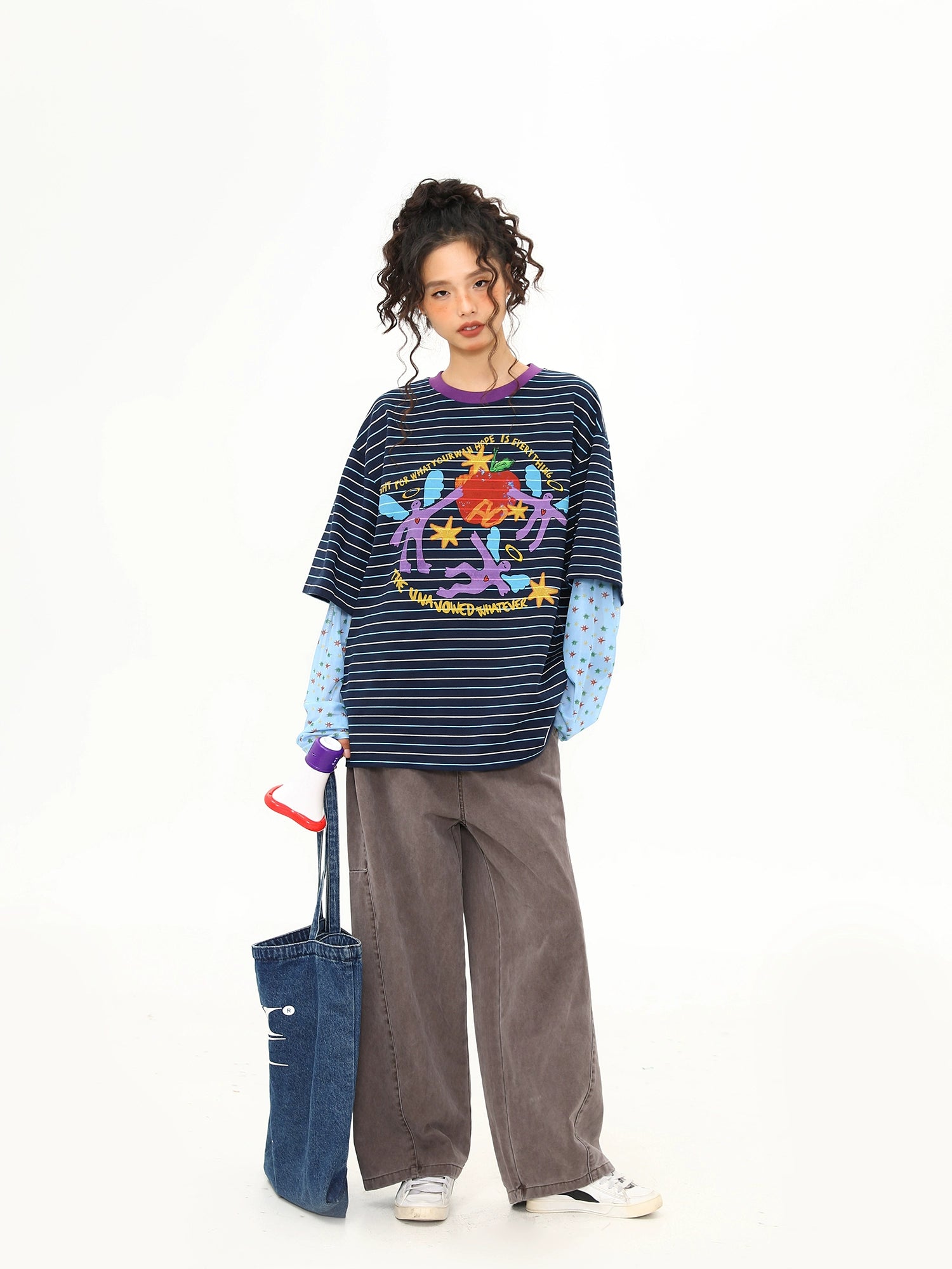 Cosmic Friends Striped Graphic Tee