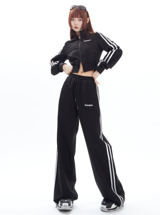 Stripe Embroidered Sports Set