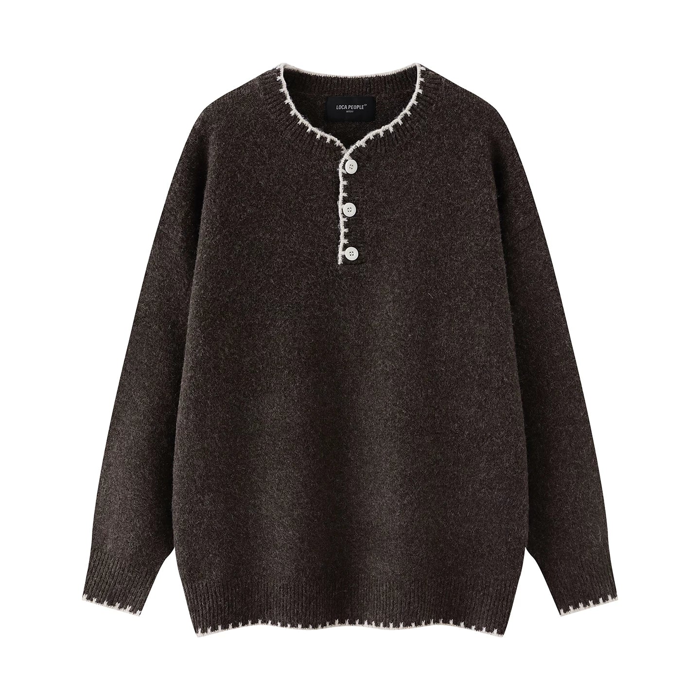 Frayedge Cozy Henley Knit Sweater