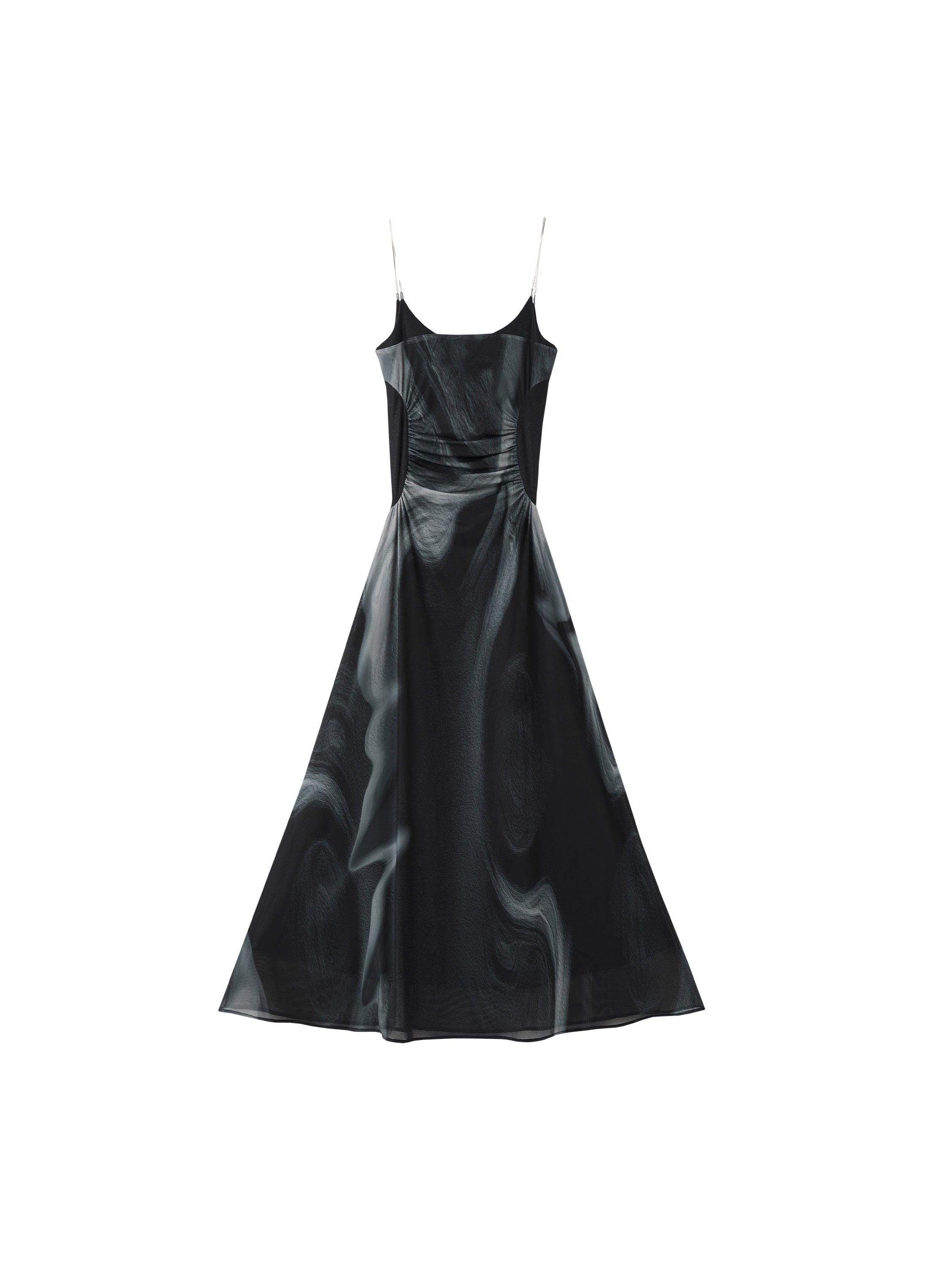 Von Akiva elegantes Satin Maxi -Kleid - Frauen Spaghetti -Gurt A -Line -Abendkleid mit geringer Taillendetails