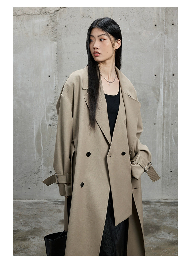 Twill Classic Lapel Long Trench Coat