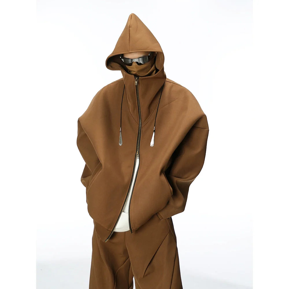 Oversized Camel-Colored Hoodie and Wide-Leg Trousers Set