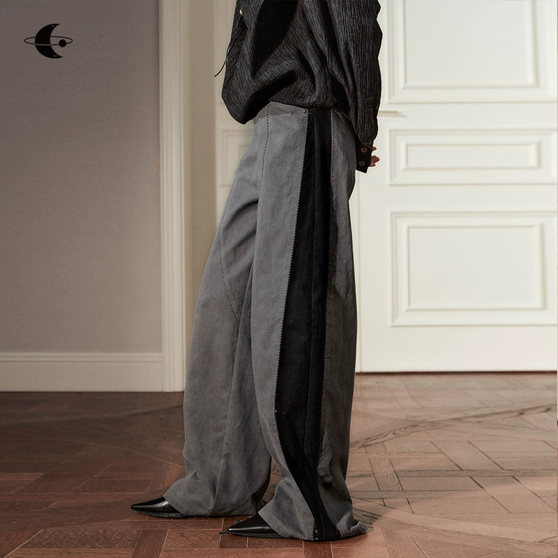 Artisan Stitch Detail Wide-Leg Pants