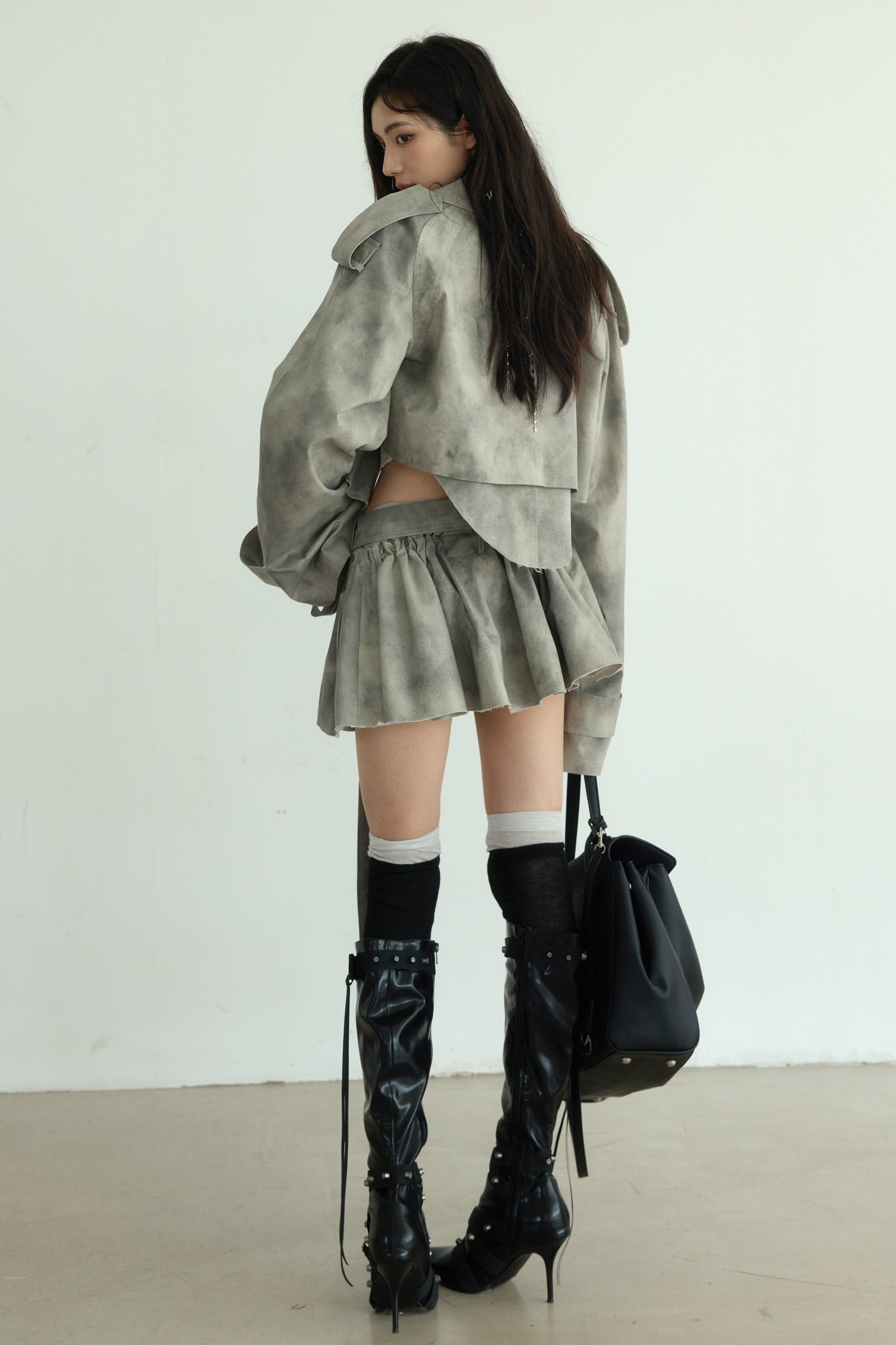 Storm Cloud Cropped Trench Jacket