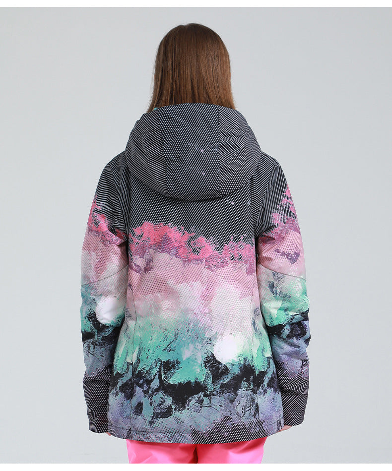 Mountain and Tie-Dye Print Ski Jackets