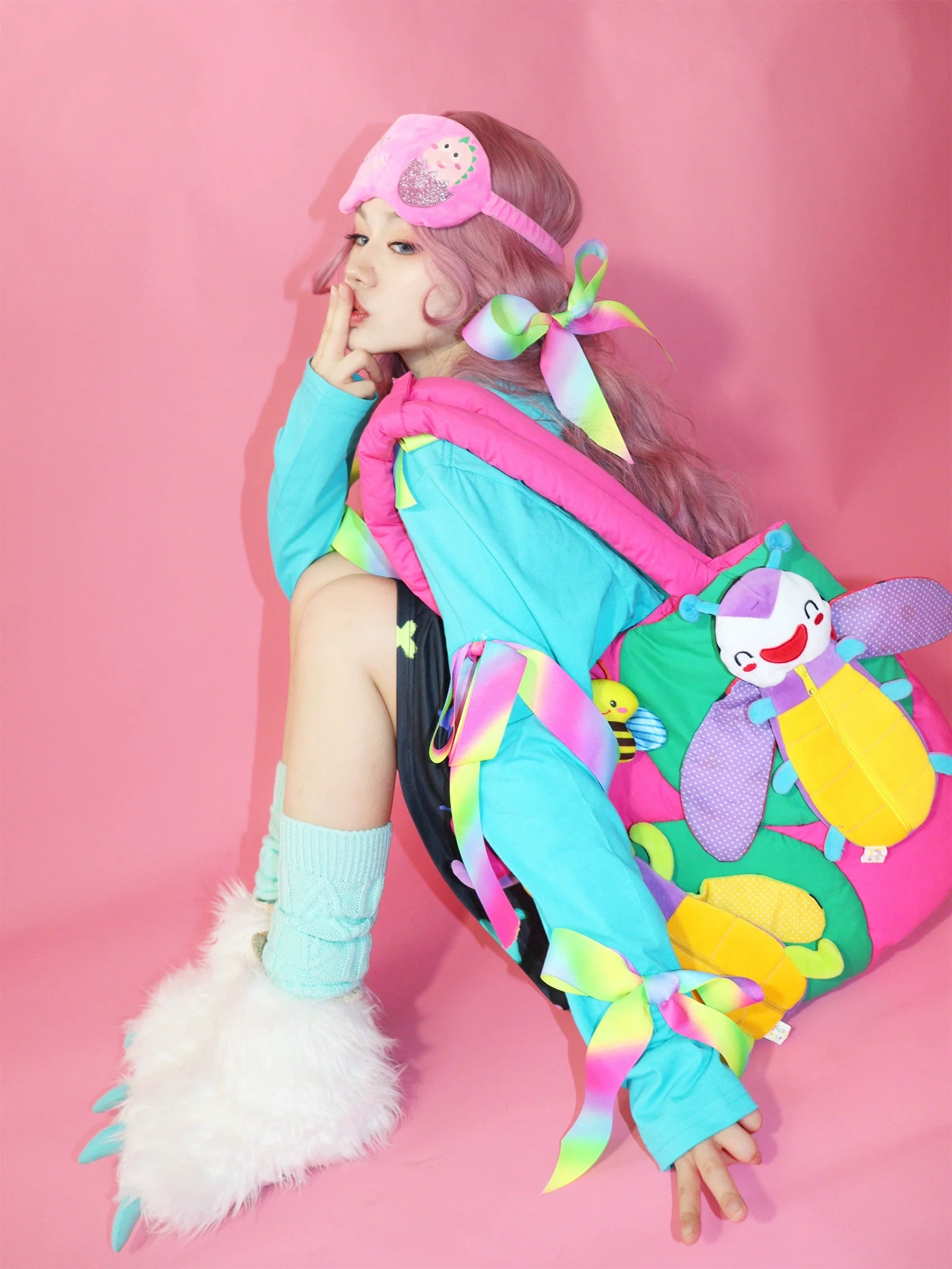 Kawaii Bug Plushie Colorblock Bag