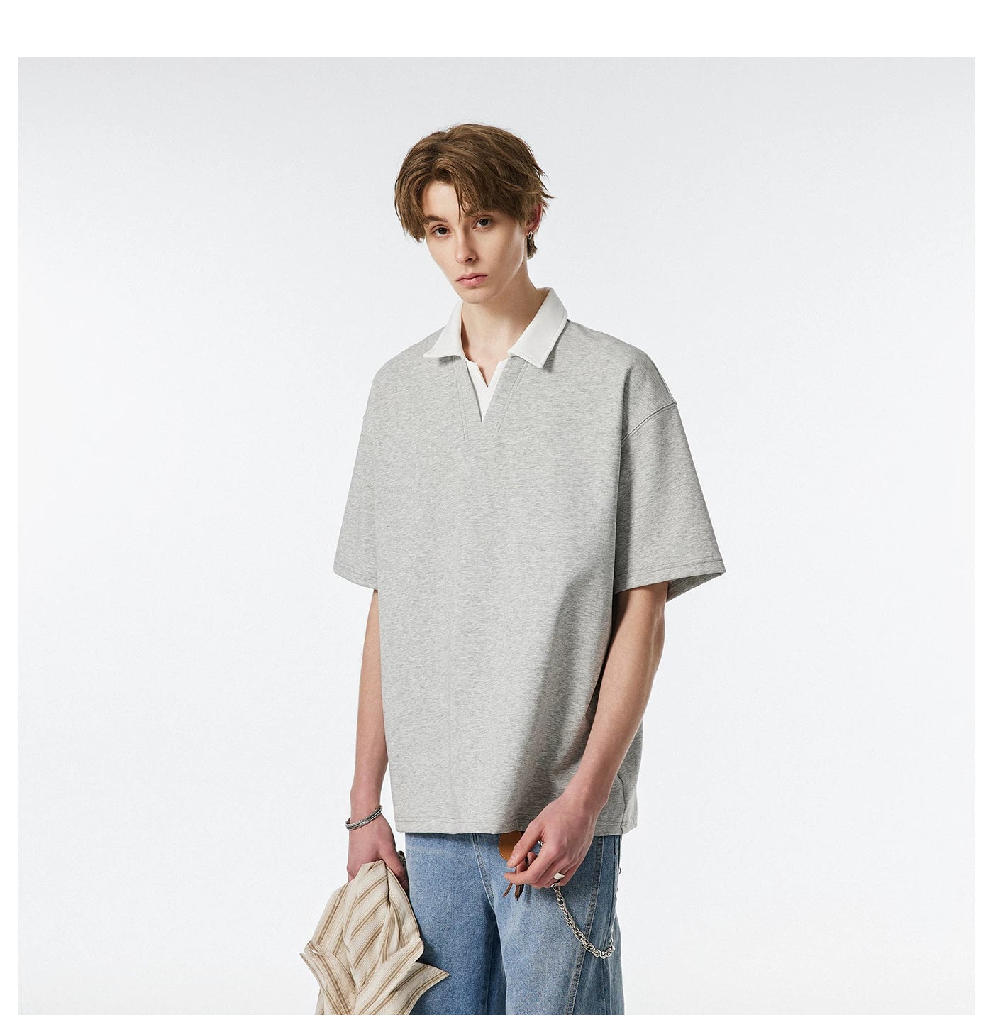 Contrast Collar Club Knit Polo Tee