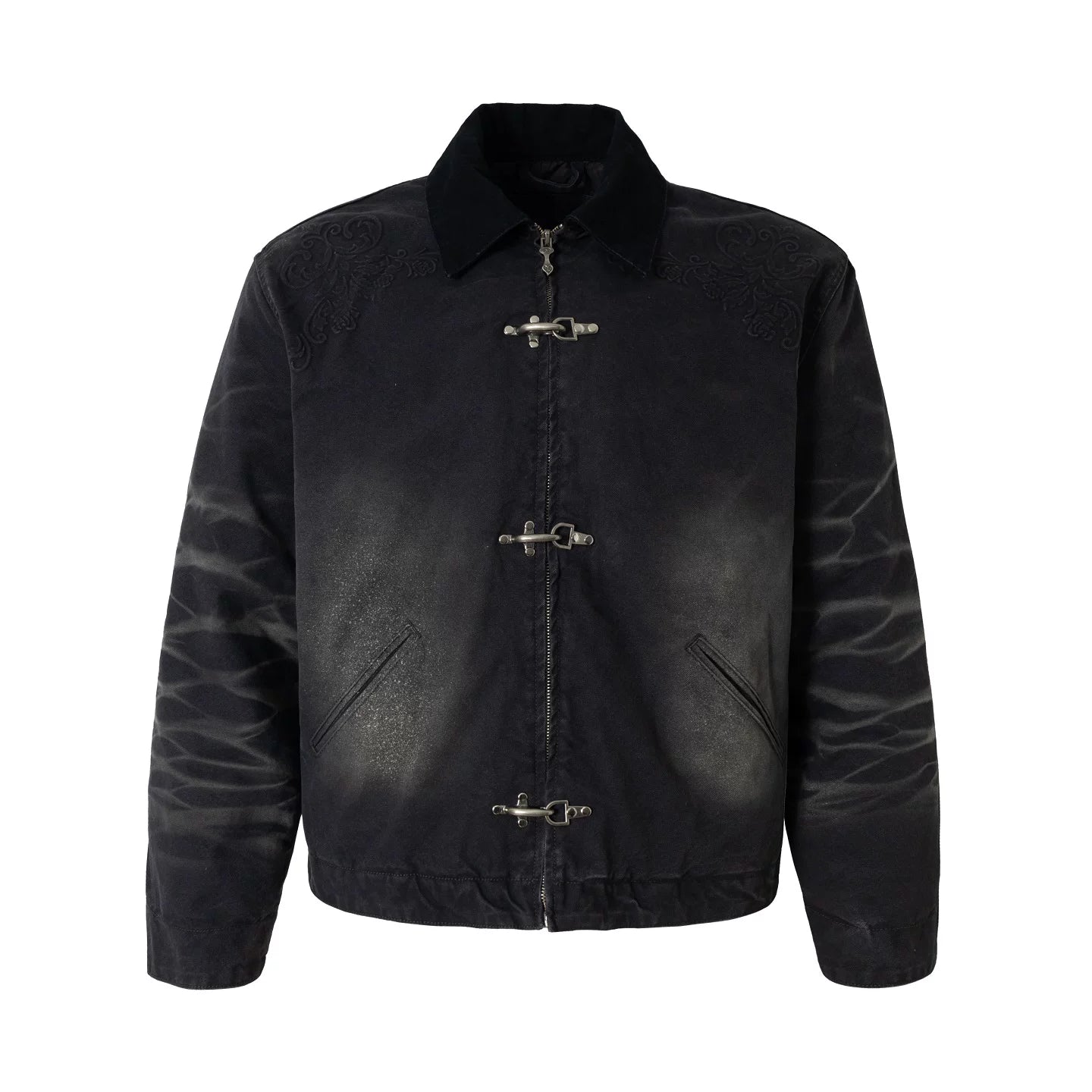 Embroidered Toggle Front Utility Jacket