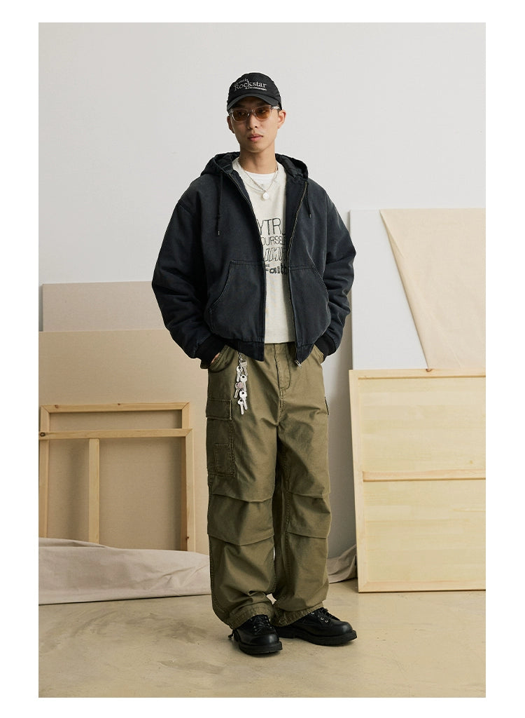 Straight-Leg Multi-Pocket Loose Casual Pants