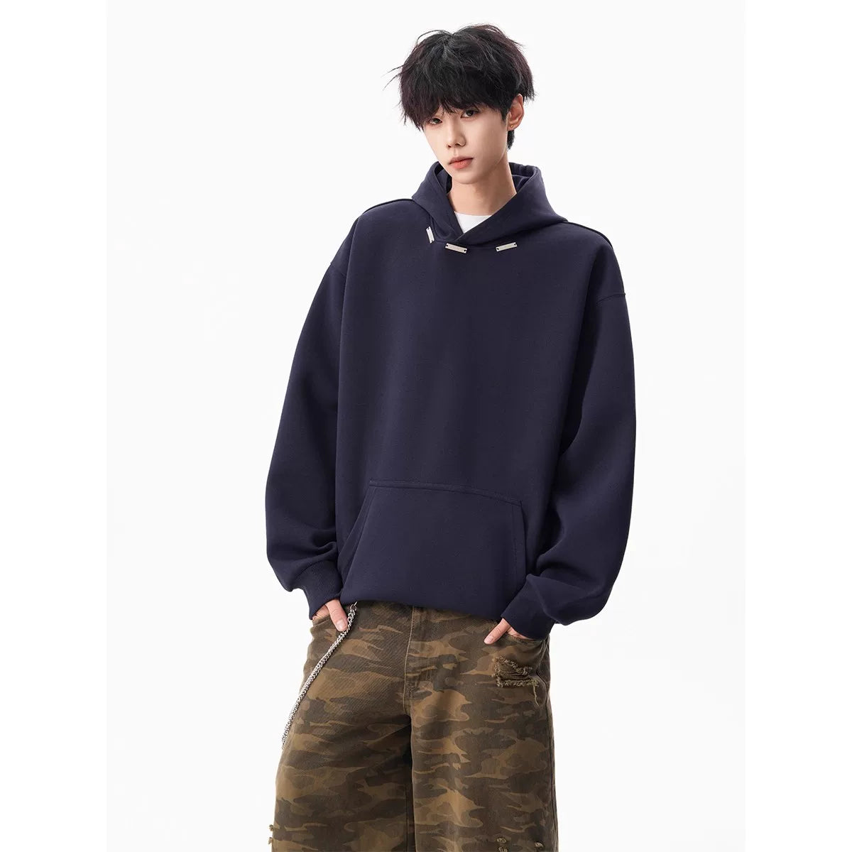 Noir Minimal Drop‑Shoulder Hoodie