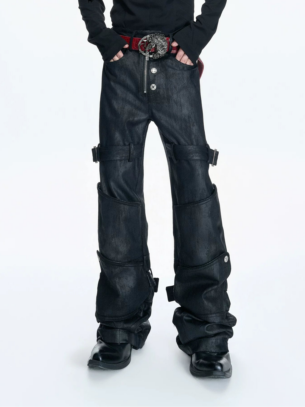 Cerberus Gaiter Strap Flare Jeans
