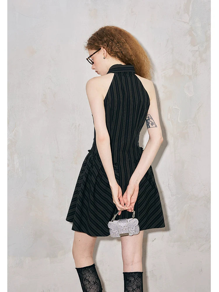 Asymmetric Stripe Waistband Dress - chiclara
