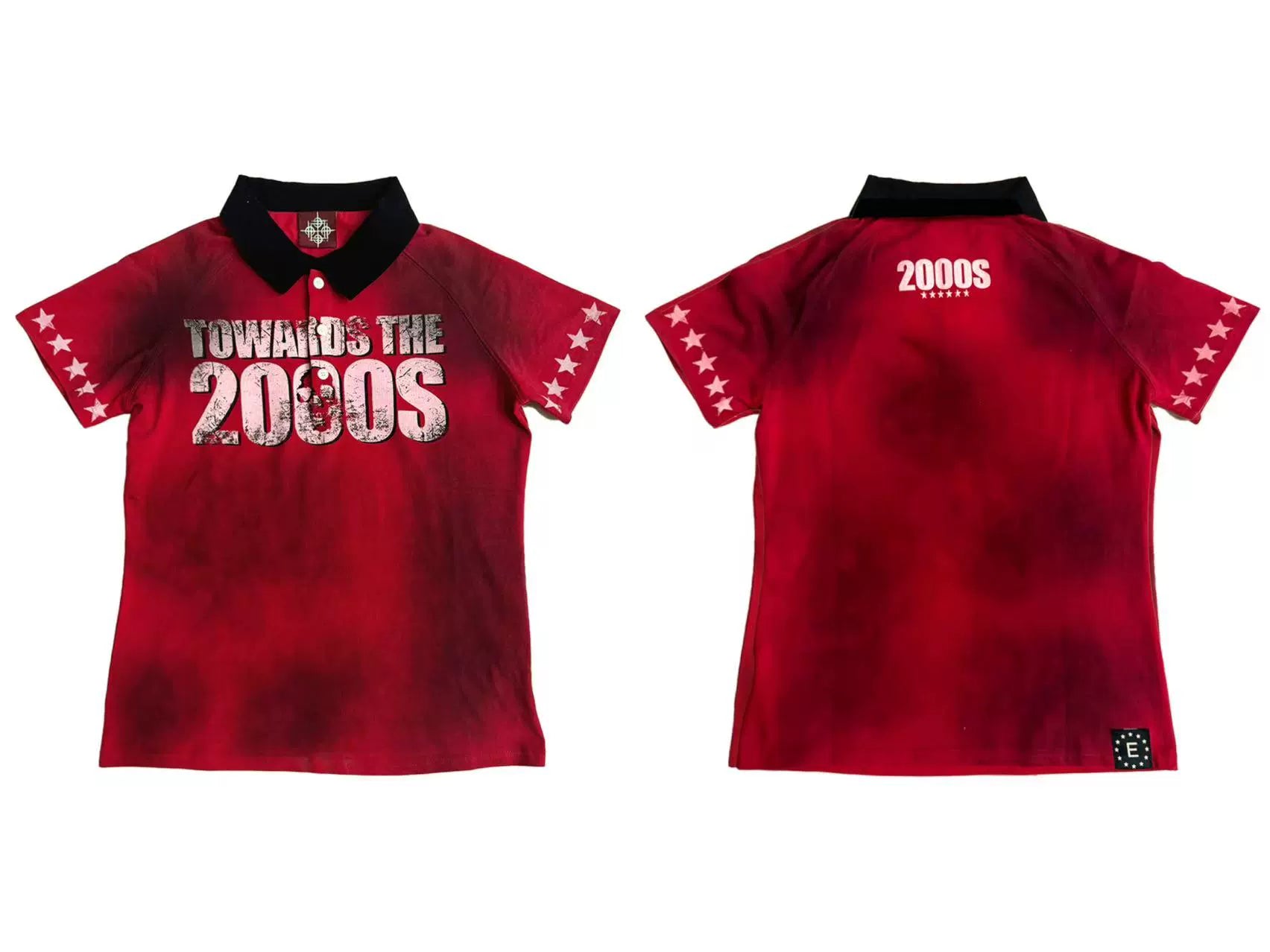 Crimson Y2K Starfield Polo