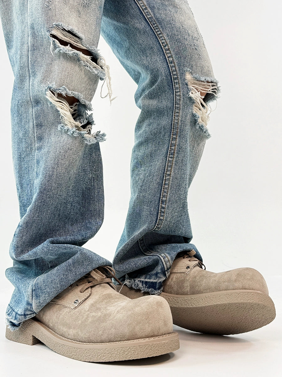 Modern Chunky Suede Platform Derbies