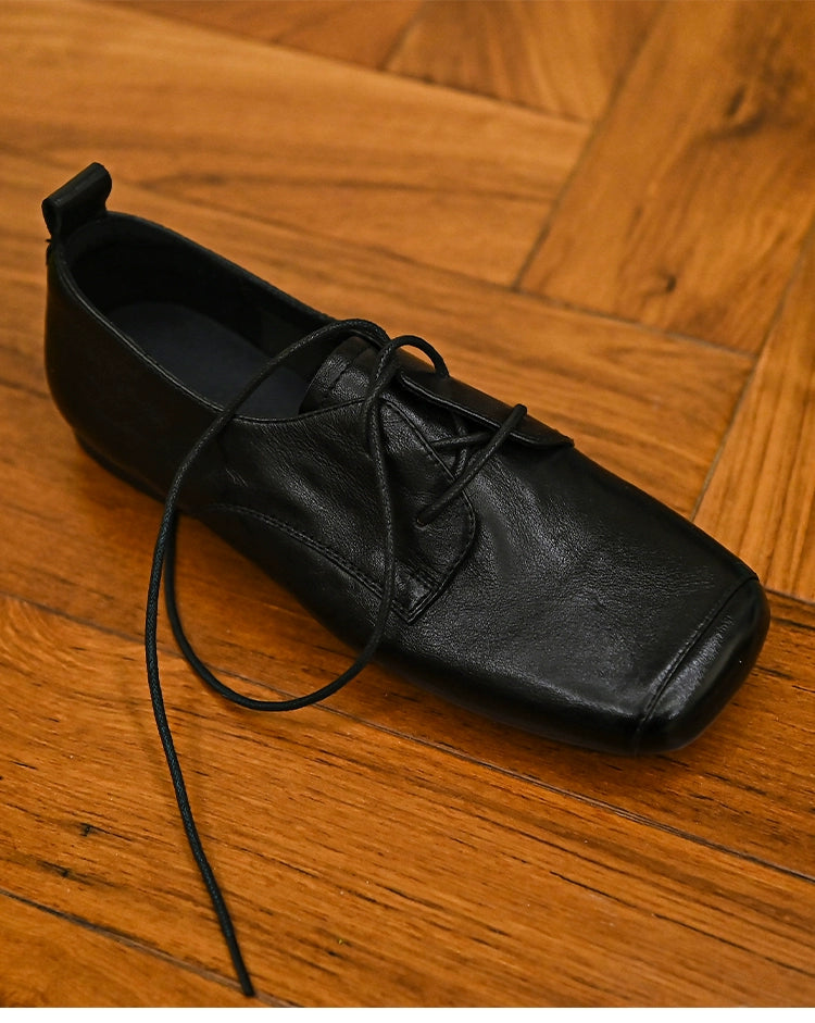 Noir Classic Square-Toe Derby Shoes
