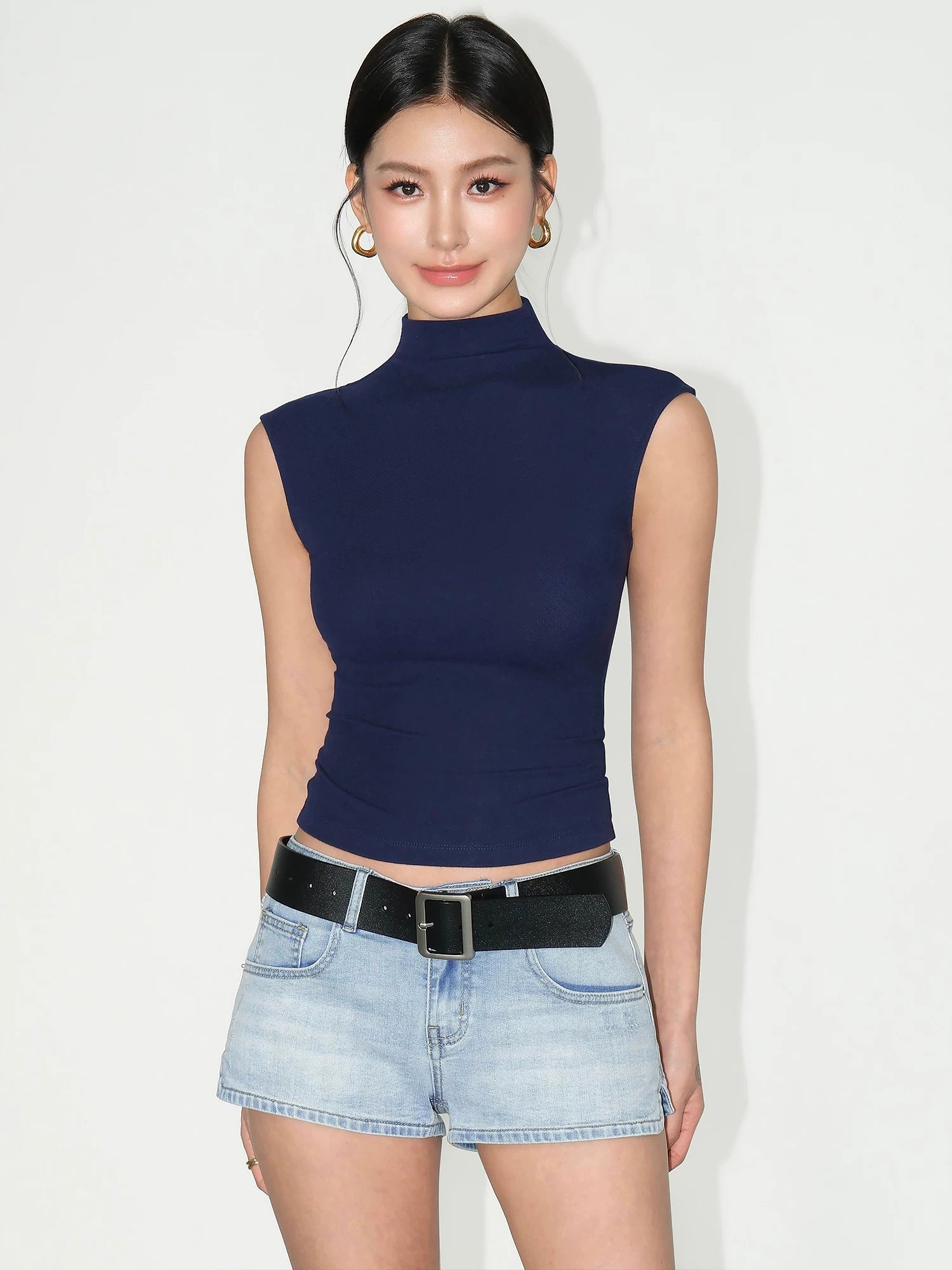 Contour Ease Sleeveless Mock-Neck Tops