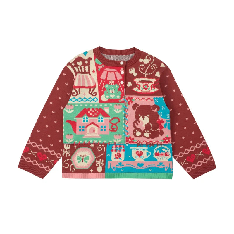 Sweet Bear Cupcake Knit Holiday Cardigan