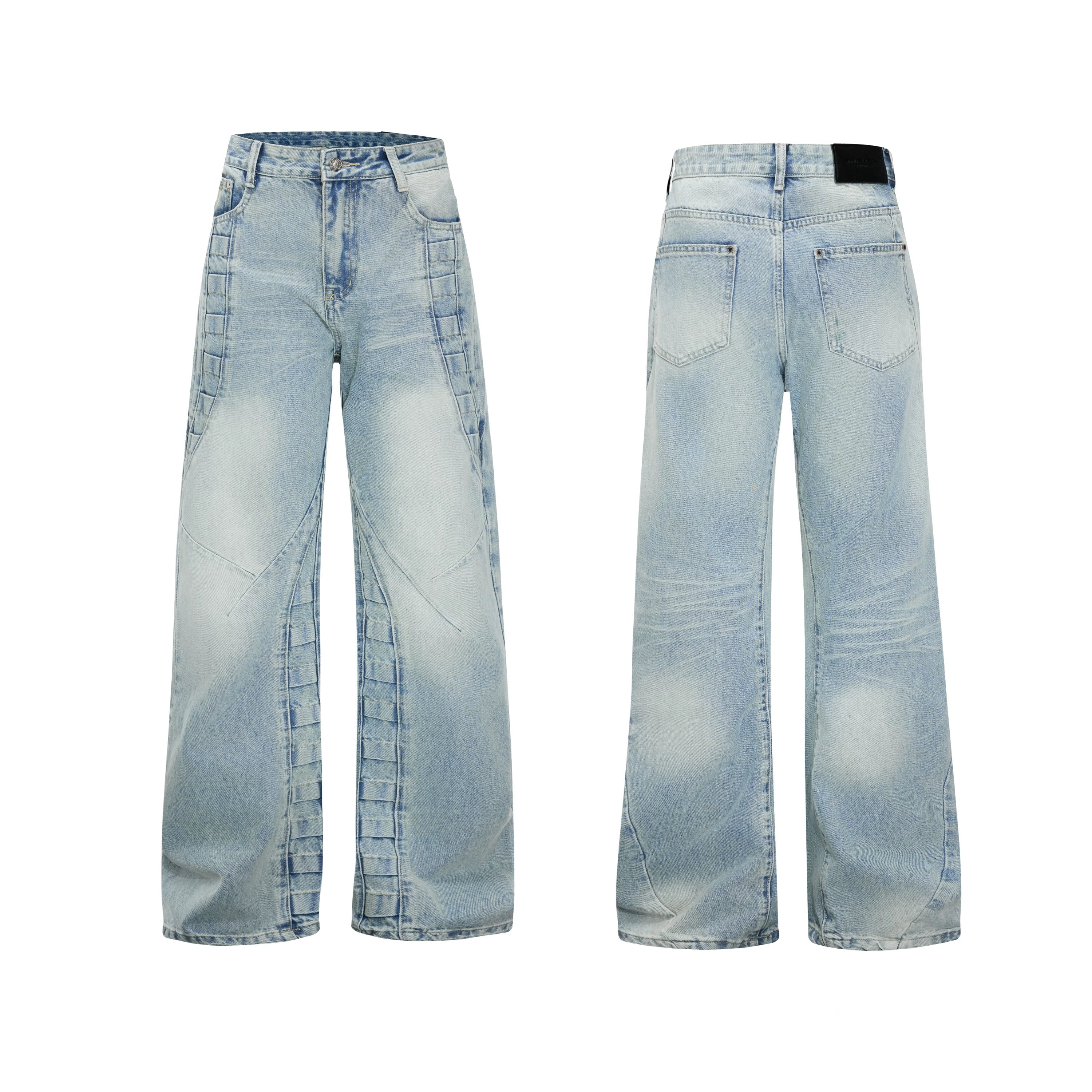 Paneled Seam Wide Leg Jeans