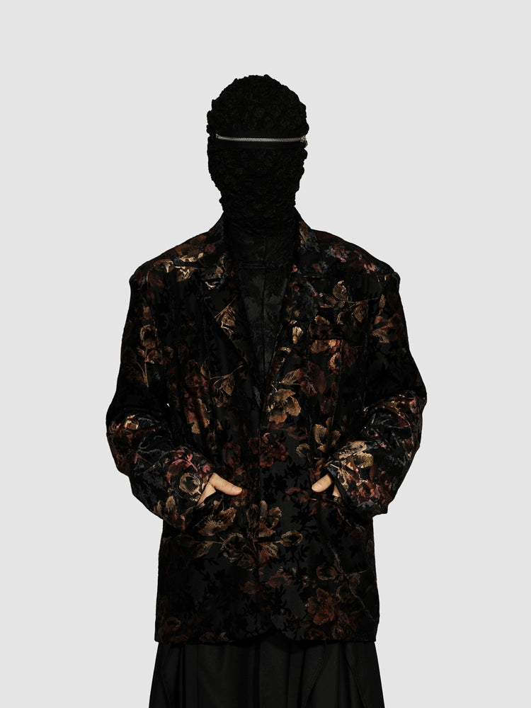 Black Floral Pattern Blazer