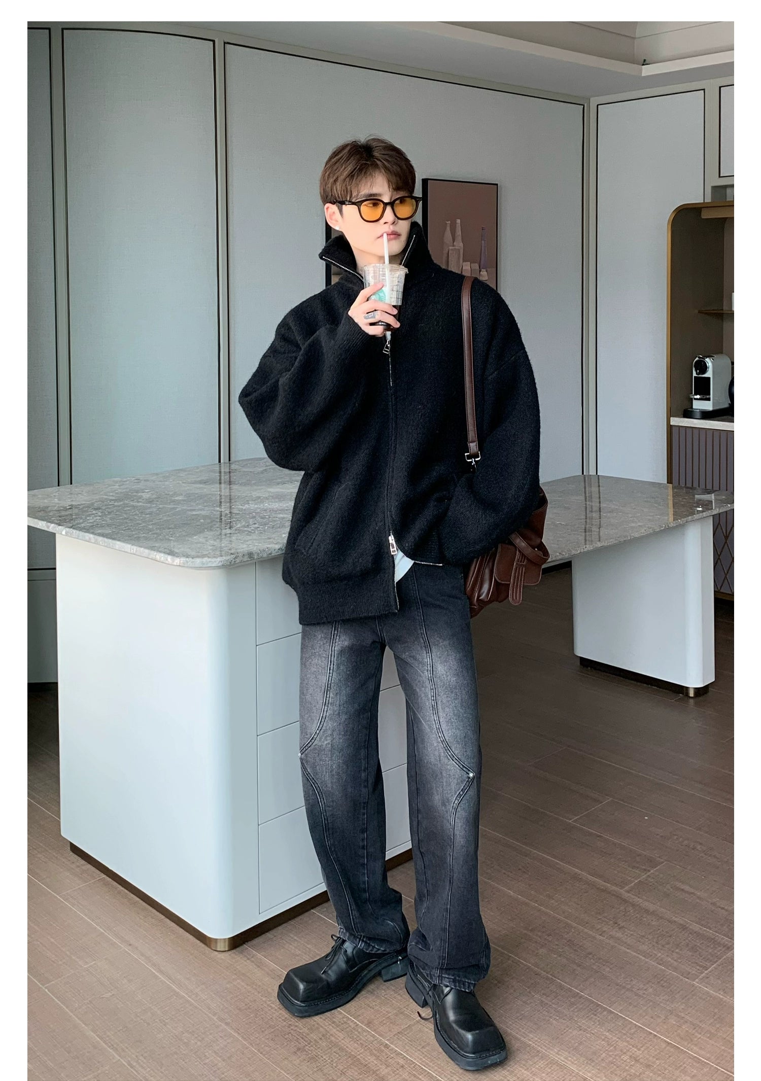 Zip Up Knit Jacket