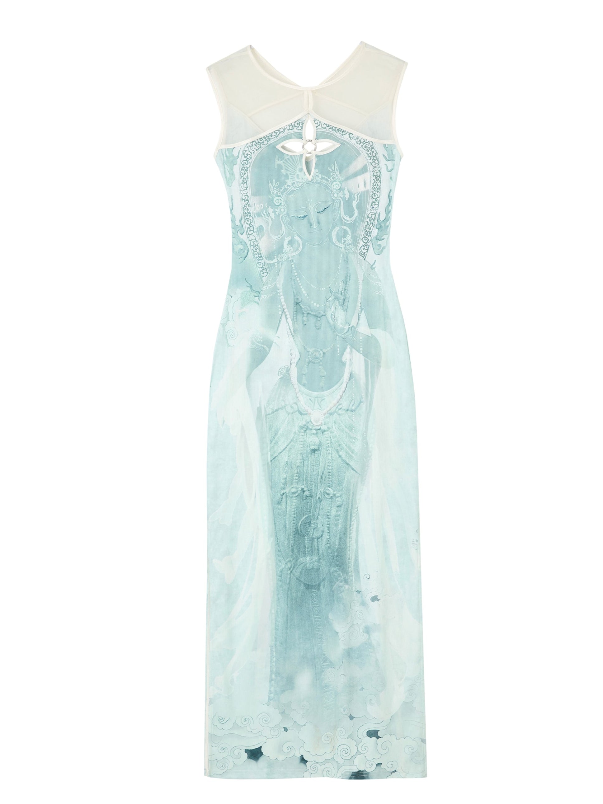 Green Floral Embroidered Slip Dress