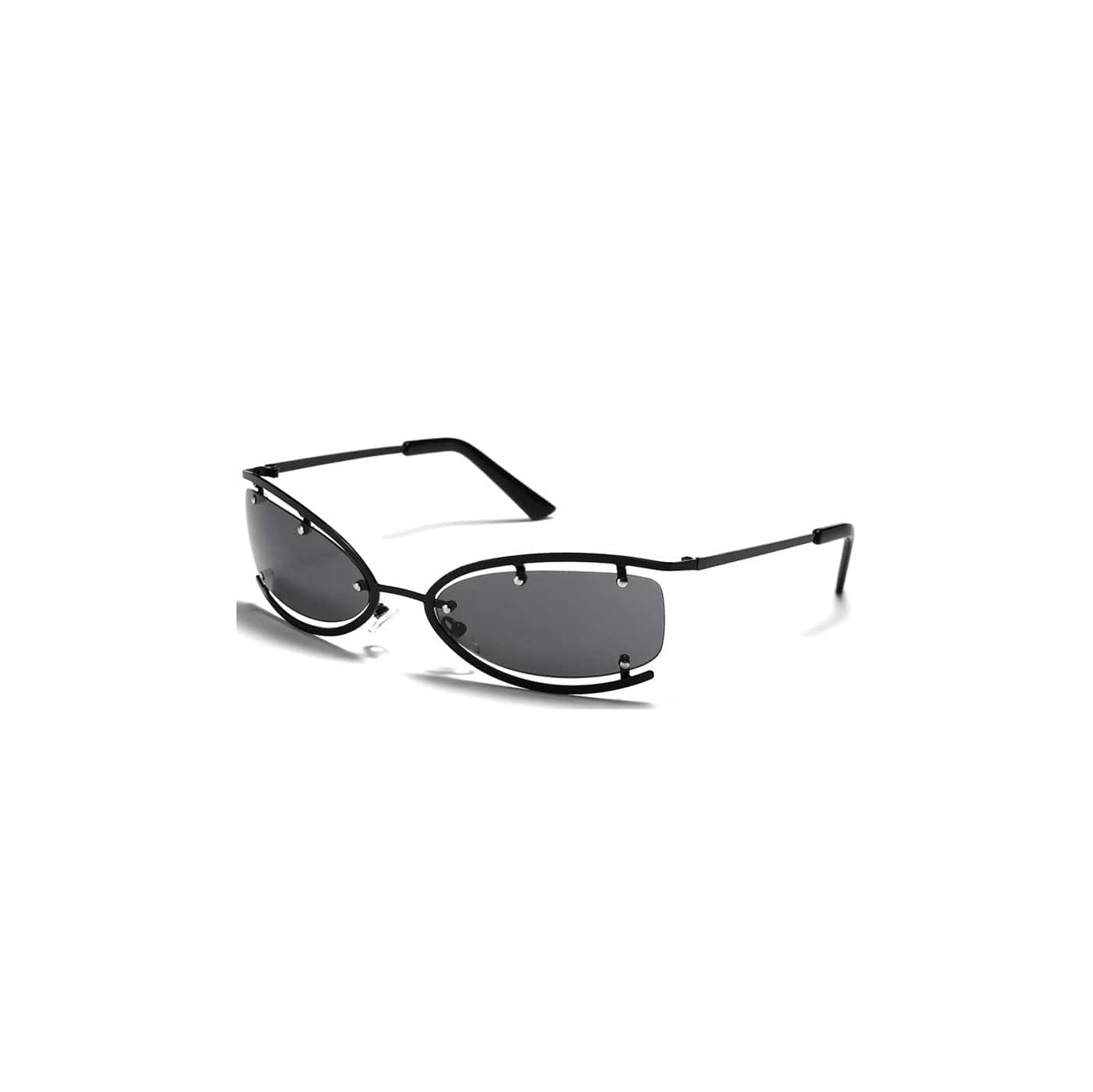 Rimless Rectangle Metal Slim Sunglasses