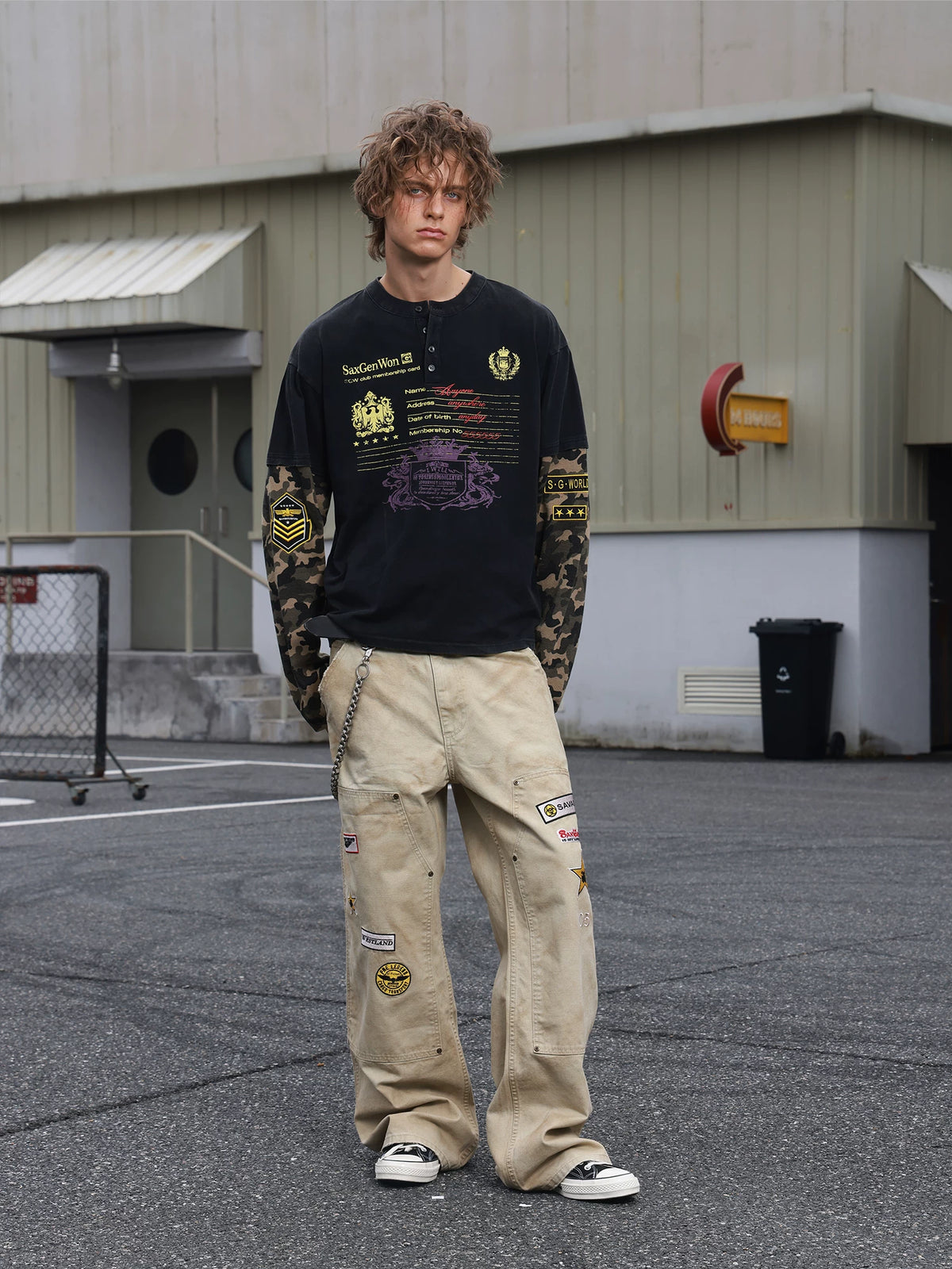 Camo Regiment Layered Henley Shirt