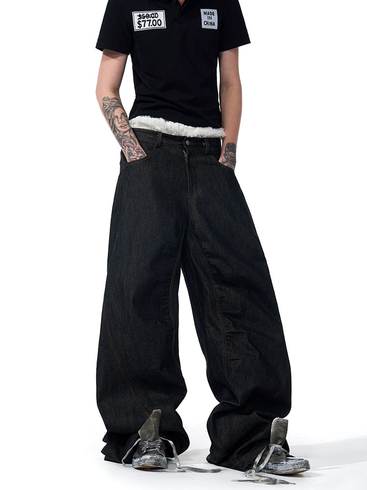 Black Pink Wide Leg Graphic Pants