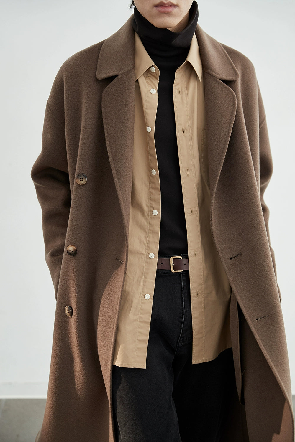 Double-Breasted Oversized Long Coat