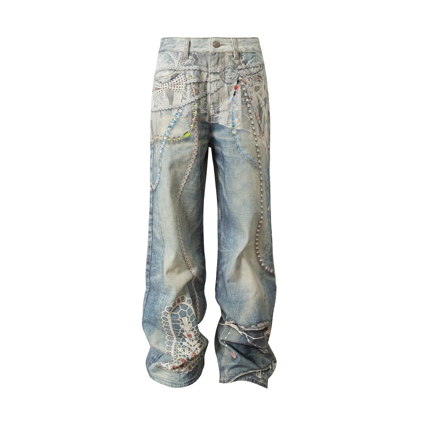 The "deconstructed" embellished jeans