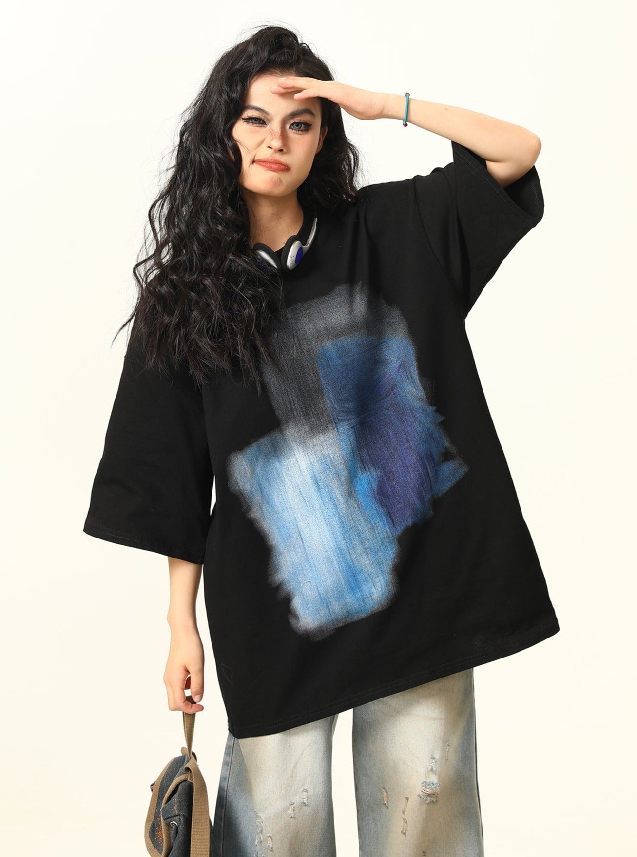 Abstract Watercolor-Style Oversized T-Shirt