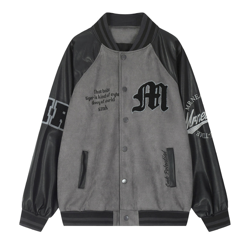 Monochrome Script Varsity Bomber Jacket