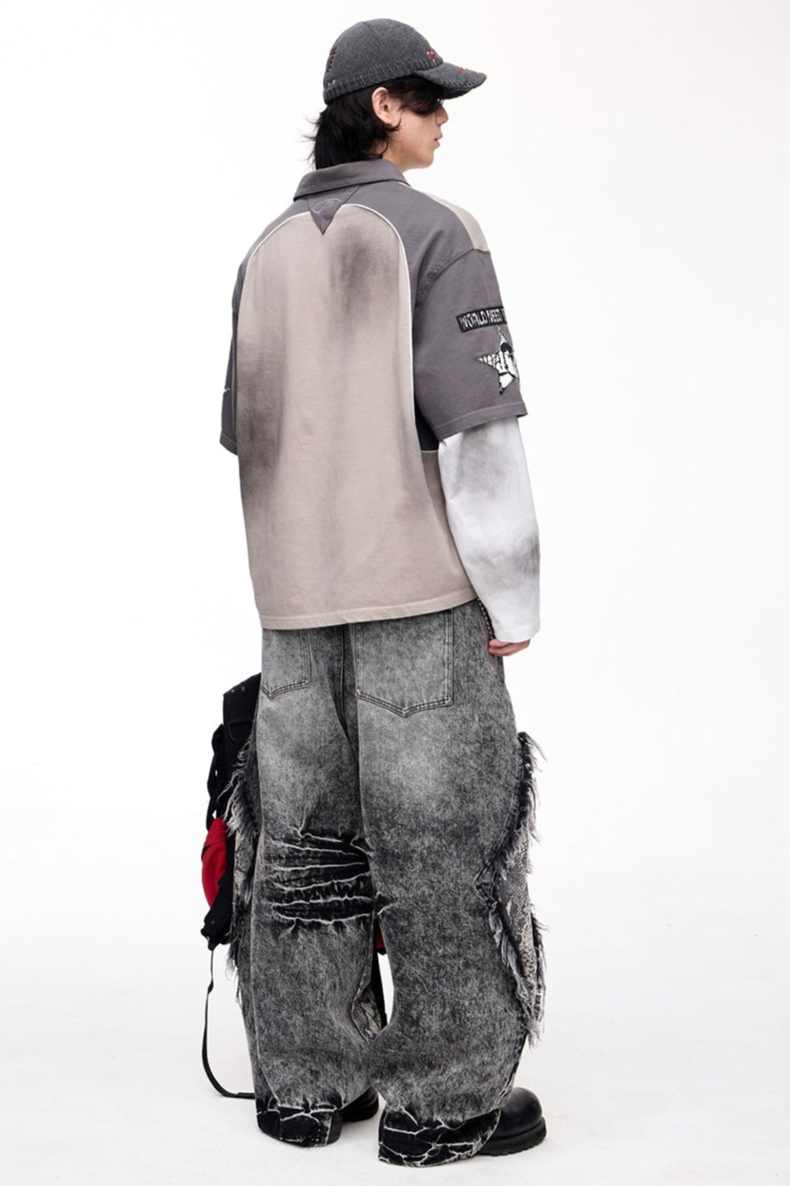 Men's Raw-Edged Wide-Leg Trousers